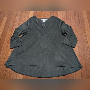 Gretchen Scott Faux Suede Tunic Top, Women's L, Olive Green